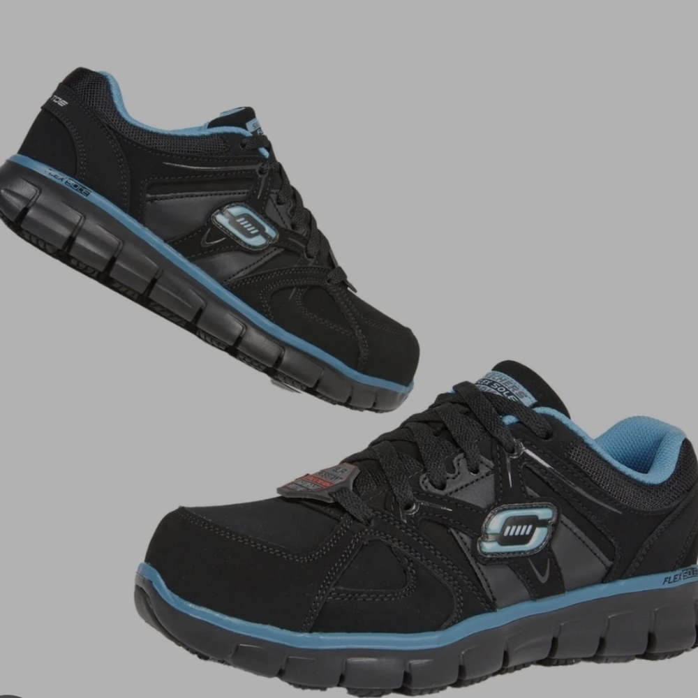 Alloy-Toe Work ShoeBlack and Blue Athletic Sneakers